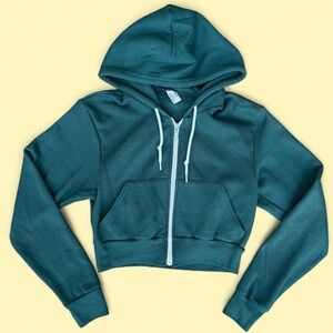 American Apparel Forest Green Cropped Fleece zip up hoodie